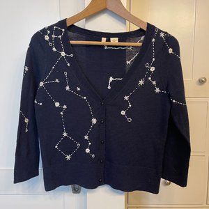 Moth Anthropologie Constellations and Snowflakes Cardigan Sweater - Size S Small